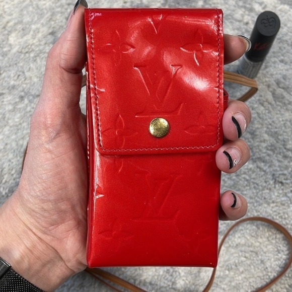 Louis Vuitton Monogram Vernis Green Cigarette Case Pochette TH0012 Rouge Red - Picture 3 of 16